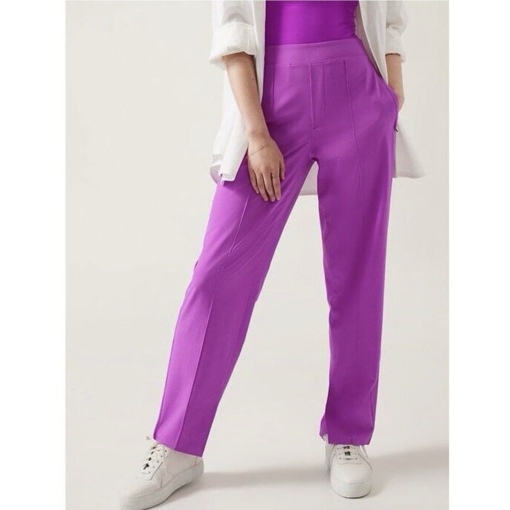 Athleta Brooklyn Heights Vienna Pull On High Rise Pants Size 12 Jazz Purple EUC
